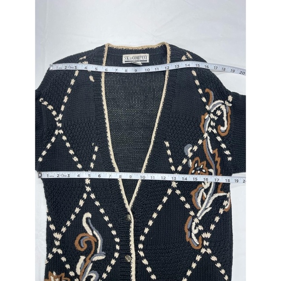 Vintage SK & Company Women's Multicolor Cotton Blend Embroidered Cardigan Size P - Picture 7 of 9